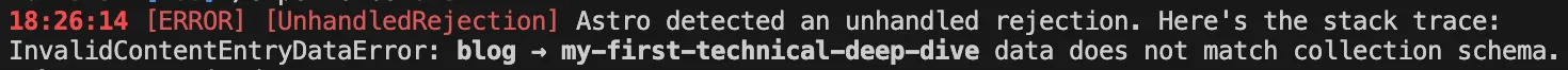 Astro error about missed required metadate